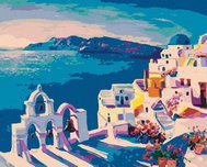 Zuty - Painting by Numbers - Santorini With Bells, 40X50 Cm, Canvas - Painting by Numbers