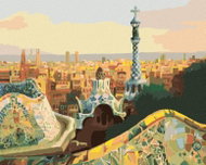 Zuty - Painting by Numbers - View of Barcelona From Park Güell, 40X50 Cm, Canvas+Frame - Painting by Numbers