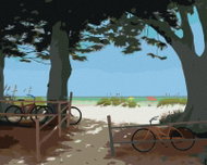 Zuty - Painting by Numbers - Wheels and Trees by the Beach (Robert Johnson), 40X50 Cm, Canvas - Painting by Numbers