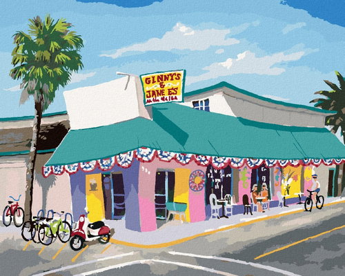 Zuty - Painting by Numbers - Café by the Beach (Robert Johnson), 40X50 Cm, Canvas - Painting by Numbers - Main image