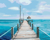 Zuty - Painting by Numbers - Pier And Sea (Ted Davis), 40X50 Cm, Canvas+Frame - Painting by Numbers