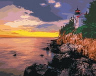 Zuty - Painting by Numbers - Lighthouse on a Cliff and Sunset, Usa (Ted Davis), 80X100 Cm, Canvas - Painting by Numbers