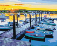 Zuty - Painting by Numbers - Harbor and Sunset (Ted Davis), 80X100 Cm, Canvas - Painting by Numbers
