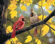 Zuty - Painting by Numbers - Cardinal Bird And Autumn (Abraham Hunter), 80X100 Cm, Canvas - Painting by Numbers