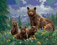 Zuty - Painting by Numbers - Bear With Cubs In Flowers And Mountains (Abraham Hunter), 40X50 Cm, Can - Painting by Numbers