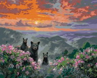 Zuty - Painting by Numbers - Sunset And Bear With Cubs In The Mountains (Abraham Hunter), 80X100 Cm, - Painting by Numbers