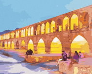 Zuty - Painting By Numbers - Illuminated Allahverdi Khan Bridge In Iran, 40X50 Cm, Canvas+Frame - Painting by Numbers