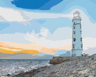 Zuty - Painting by Numbers - Shining Lighthouse by the Sea, 80X100 Cm, Canvas+Frame - Painting by Numbers