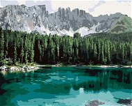 Zuty - Painting by Numbers - Lake With Mountains And Forest, 80X100 Cm, Canvas+Frame - Painting by Numbers