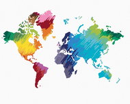 Zuty - Painting by Numbers - Colorful World Map Iv, 80X100 Cm, Canvas - Painting by Numbers