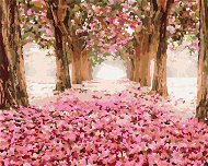 Zuty - Painting by Numbers - Tunnel Full of Pink Flowers, 80X100 Cm, Canvas+Frame - Painting by Numbers