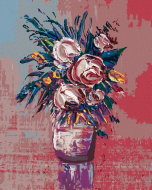 Zuty - Painting by Numbers - Bouquet of Roses on Red Background, 80X100 Cm, Canvas+Frame - Painting by Numbers