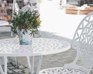 Zuty - Painting by Numbers - Flowers on White Furniture in a Café, 80X100 Cm, Canvas - Painting by Numbers