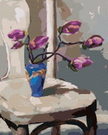 Zuty - Painting by Numbers - Magnolia in a Vase on a Chair, 40X50 Cm, Canvas+Frame - Painting by Numbers