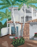 Zuty - Painting by Numbers - Palms at the Summer House, 80X100 Cm, Canvas+Frame - Painting by Numbers