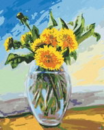 Zuty - Painting by Numbers - Dandelions in Glass Vase, 80X100 Cm, Canvas+Frame - Painting by Numbers
