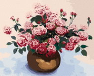 Zuty - Painting by numbers - Roses in Brown Ceramic Vase, 80X100 Cm, Canvas - Painting by Numbers