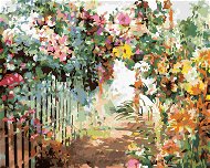 Zuty - Painting by Numbers - Spring Flowers by the Fence, 80X100 Cm, Canvas+Frame - Painting by Numbers