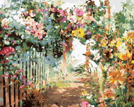 Zuty - Painting by Numbers - Spring Flowers by the Fence, 40X50 Cm, Canvas+Frame - Painting by Numbers