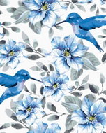 Zuty - Painting by Numbers - Blue Flowers and Hummingbirds, 80X100 Cm, Canvas - Painting by Numbers