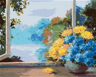 Zuty – Maľovanie Podľa Čísel – Kytica Jarných Kvetov Pri Okne, 80 × 100 cm, Plátno + Rám - Maľovanie podľa čísel