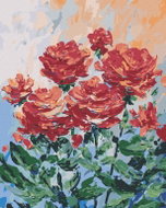 Zuty - Painting by Numbers - Red Flowers on Grey Background, 40X50 Cm, Canvas - Painting by Numbers