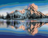 Zuty - Painting by Numbers - Mountains Reflecting in Green Lakes, 40X50 Cm, Canvas+Frame - Painting by Numbers