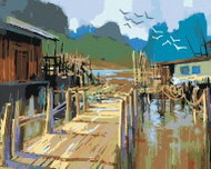 Zuty - Painting by Numbers - Fishermen's Cottages, 40X50 Cm, Canvas+Frame - Painting by Numbers