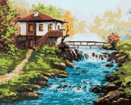 Zuty - Painting by Numbers - Bulgarian House by the River in the Mountains, 40X50 Cm, Canvas+Frame - Painting by Numbers