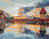 Zuty - Painting by Numbers - Sunset in the Historical Centre of Lucerne, 80X100 Cm, Canvas+Frame - Painting by Numbers