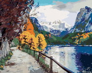 Zuty - Painting by Numbers - Autumn Scene of Lake Vorderer, 80X100 Cm, Canvas - Painting by Numbers