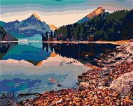 Zuty - Painting by Numbers - Two Mountain Peaks Reflecting in a Lake, 80X100 Cm, Canvas+Frame - Painting by Numbers