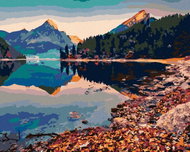 Zuty - Painting by Numbers - Two Mountain Peaks Reflecting in a Lake, 80X100 Cm, Canvas - Painting by Numbers