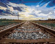 Zuty - Painting by Numbers - Tracks and Blue Sky, 80X100 Cm, Canvas+Frame - Painting by Numbers