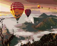 Zuty - Painting by Numbers - Hot Air Balloons Over Mount Bromo Volcano, 80X100 Cm, Canvas+Frame - Painting by Numbers