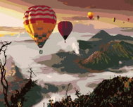 Zuty - Painting by Numbers - Hot Air Balloons Over Mount Bromo Volcano, 40X50 Cm, Canvas+Frame - Painting by Numbers