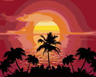 Zuty - Painting by Numbers - Sun and Palms, 80X100 Cm, Canvas - Painting by Numbers