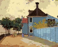 Zuty - Painting by Numbers - Blue House in Zaandam (Claude Monet), 40X50 Cm, Canvas+Frame - Painting by Numbers