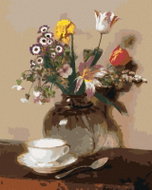 Zuty - Painting by Numbers - Still Life With Flowers And Cup (Henri Fantin-Latour), 40X50 Cm, Canvas - Painting by Numbers