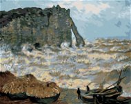 Zuty - Painting by Numbers - Stormy Sea in Étretat (Claude Monet), 80X100 Cm, Canvas+Frame - Painting by Numbers