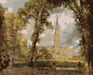 Zuty - Painting by Numbers - View of Salisbury Cathedral (John Constable), 40X50 Cm, Canvas+Frame - Painting by Numbers