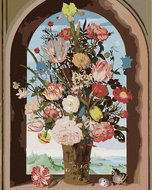 Zuty - Painting by numbers - Vase with flowers in a window niche (Ambrosius Bosschaert), 80X100 Cm, - Painting by Numbers