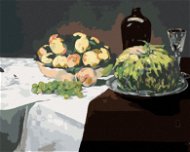 Zuty – Maľovanie Podľa Čísel – Zátišie S Melónom A Broskyňami (Édouard Manet), 80 × 100 cm, Plátno + Rám - Maľovanie podľa čísel