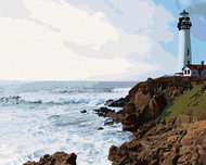 Zuty - Painting by Numbers - Lighthouse on Rock and Waves, 40X50 Cm, Canvas+Frame - Painting by Numbers