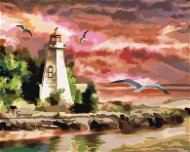 Zuty - Painting by Numbers - Lighthouse and Gulls, 80X100 Cm, Canvas+Frame - Painting by Numbers