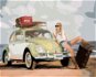 Zuty - Painting by Numbers - Green Car Beetle And Woman With Suitcase, 80X100 Cm, Canvas+Frame - Painting by Numbers