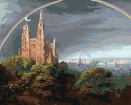 Zuty - Painting by Numbers - Medieval Town on the Birches River (Karl Friedrich Schinkel), 40X50 Cm, - Painting by Numbers