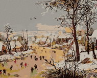 Zuty - Painting by Numbers - Winter Landscape with Bird Trap (Pieter Bruegel), 80X100 Cm, Canvas - Painting by Numbers
