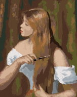 Zuty - Painting by Numbers - Girl Brushing Her Hair (Pierre-Auguste Renoir), 80X100 Cm, Canvas+Frame - Painting by Numbers