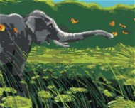 Zuty – Maľovanie Podľa Čísel – Slon A Motýle, 80 × 100 cm, Plátno + Rám - Maľovanie podľa čísel